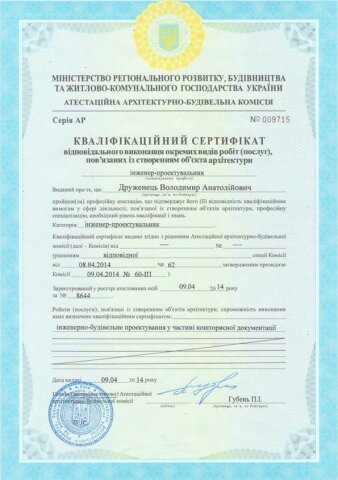 Сертификат Друженец В. А.